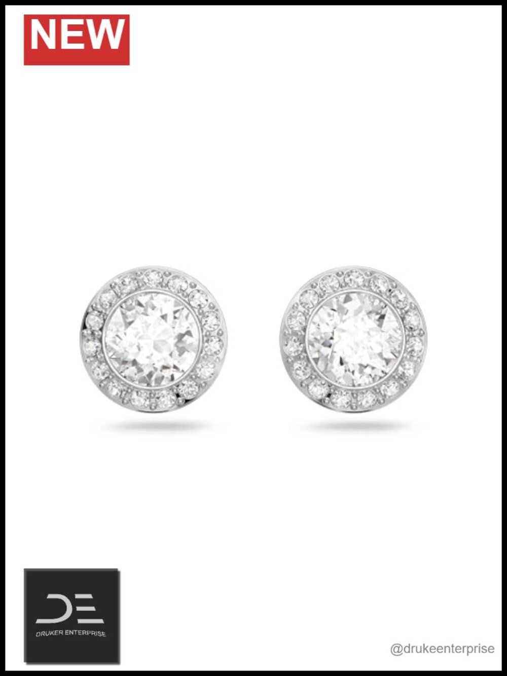 Swarovski Crystal Stud Earrings Rhodium Plated Butterfly Back